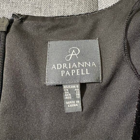 Adrianna Papell Dress Women 8 Black Burnout Velvet Striped Formal Evening - Picture 6 of 7